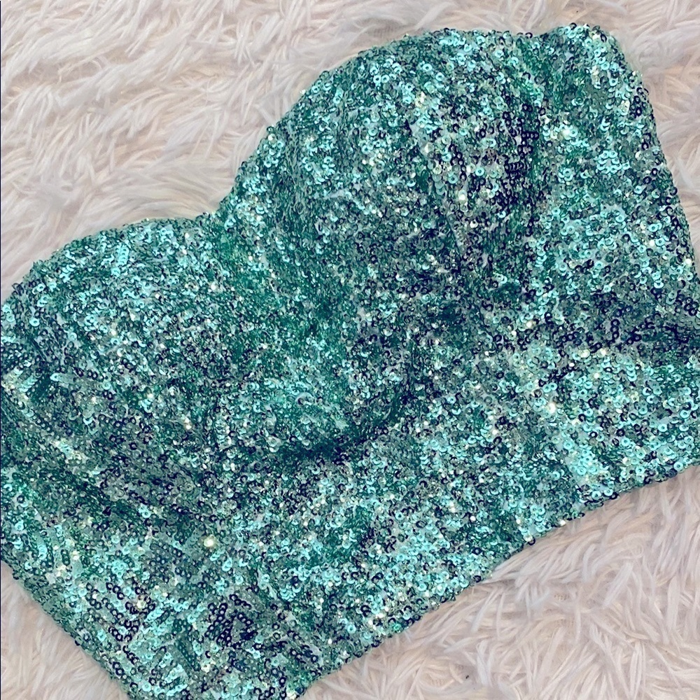 Charlotte Russe Teal Bustier Top